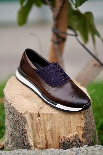 Ahmed Hamdi Bey Matya brown-navy men's leather shoes