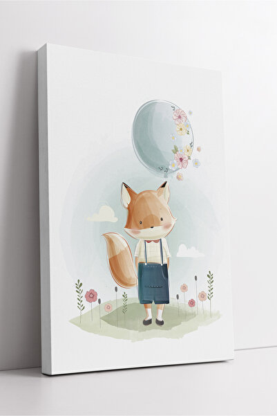 KOSS Dijital Pictură pe pânză pentru camera copiilor Floral Fox, cu baloane d...