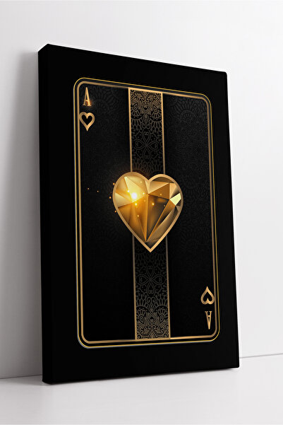 KOSS Dijital Tablou modern pe pânză cu design de cărți de joc cu inimă de aur...