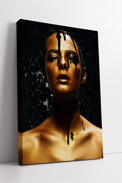 KOSS Dijital Artă portretistică feminină cu piele aurie, artistică modernă, e...
