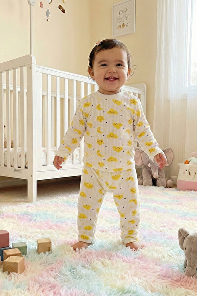 BUUFUU Children's Suit Cotton Moon Patterned 1-3 Years Old