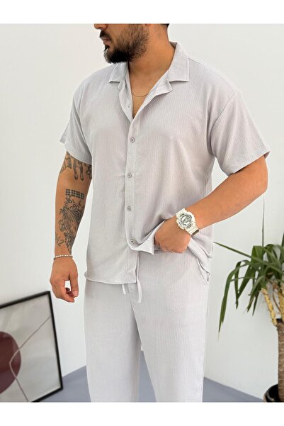 Baycombine35 Short Sleeve Buttoned Wrinkled Fabric Shirt