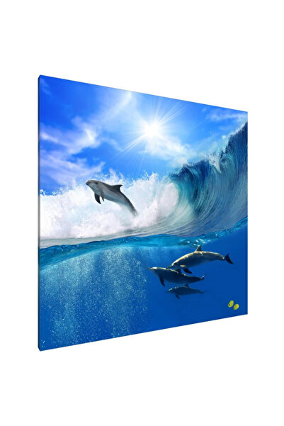 PozaTablou Pictură pe pânză - Dansul delfinilor (80x80 cm)
