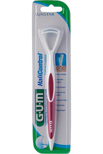 GUM منظف اللسان هالي كونترول - فرشاة ومكشطة ٢ في ١، ألوان متنوعة