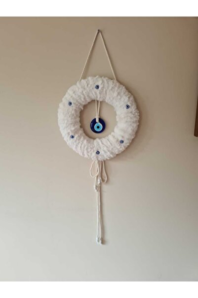 KNC EXCLUSİVE CLASSİC Modern Decorative Black Feathered Evil Eye Beaded Door Ornament and Wall Wreath |