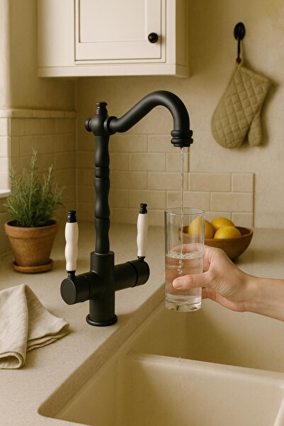 RENA DESIGN RUSTİK SİYAH ARITMALI 3 YOLLU MUTFAK EVYE BATARYASI PRİNÇLÜKS MUS...