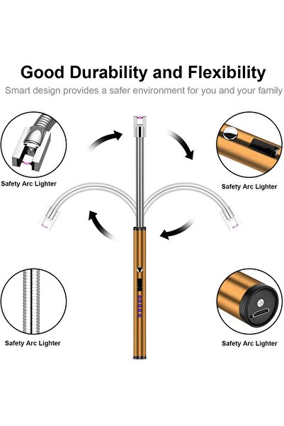 Other Electric Arc Plasma Lighter Flameless Windproof USB Rechargeable (Gold)