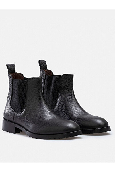 Adam Ayakkabı Siyah Hakiki Floater Deri El Yapımı Chelsea Erkek Bot
