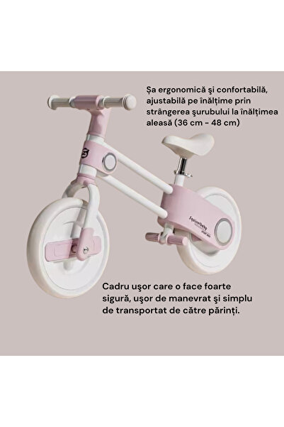 OEM Balance bike for children, height-adjustable saddle, EVA foam wheels, 2-5 years, white-pink