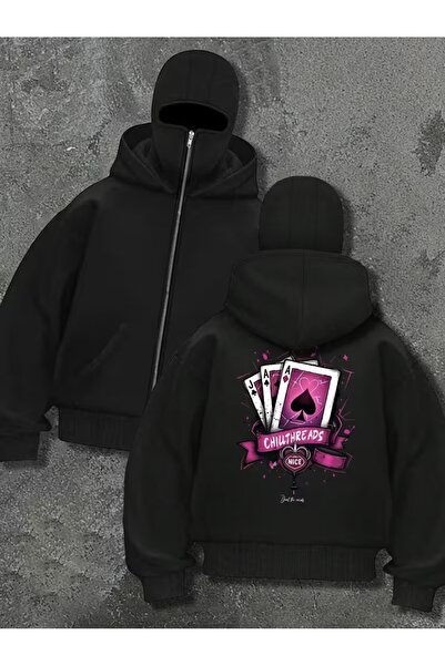 LAND MODA سترة كار ماسكي نينجا هودي – سترة بغطاء للرأس للجنسين دافئة ومريحة