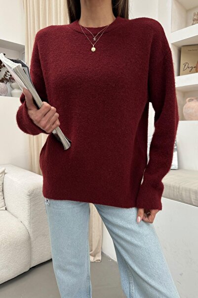 mylove Soft Furry Oversized Sweater Burgundy