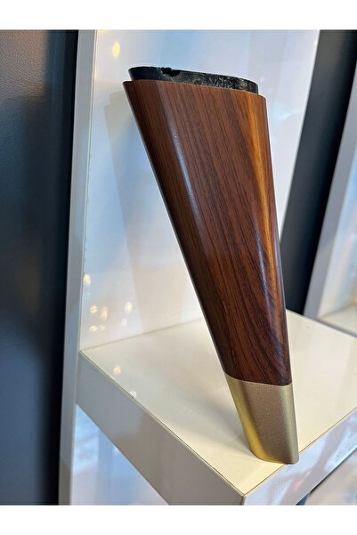 Taşkın Aksesuar Pyramid Hard Plastic Leg Conical 15cm Walnut Matte Gold Seat Nightstand Modern Tv Unit Furniture Cabinet