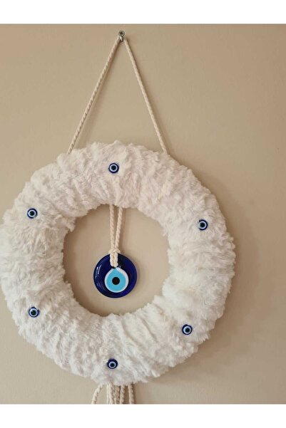 KNC EXCLUSİVE CLASSİC Modern Decorative Black Feathered Evil Eye Beaded Door Ornament and Wall Wreath |