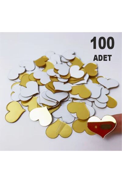 zafrakreklam Dekor Süs Kalp 100x Adet Pleksi Dekoratif 2,5cm Pleksi Kendiden ...