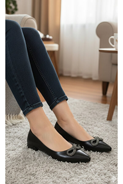 Hızlı Al Soft Leather Stylish Look Suitable for Daily Use Flat Shoes.Daily Flat Shoes