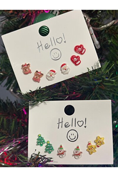 REIZ Yılbaşı serisi 6 çift küpe seti.