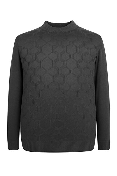 tambattal Plus Size Half Fisherman Pattern Knitwear Sweater