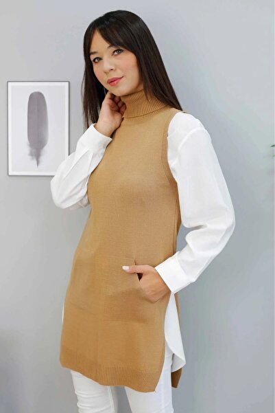 DAS KLEID Camel Full Turtle Knitwear Sweater