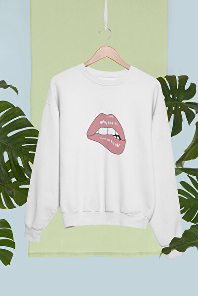 MG Lip Printed Cotton Long Sleeved 3 Yarn Sha Fleece-Lined Nisex Sweatshirt