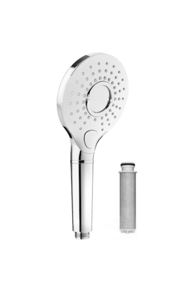 Rainsworth Shower head with filter, round, 3 functions, silver