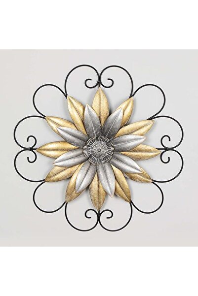 EUROLAMP Decorațiune de perete metalică cu flori H59 cm negru-auriu-gri