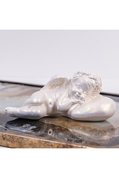 Global-Store Decorative angel souvenir on pillow Global Store H7 cm pearl