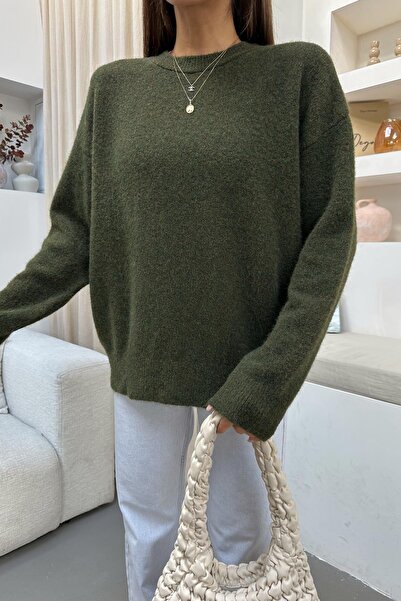 mylove Soft Fuzzy Oversized Sweater Khaki