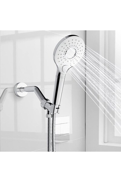 Rainsworth Shower head with filter, round, 3 functions, silver