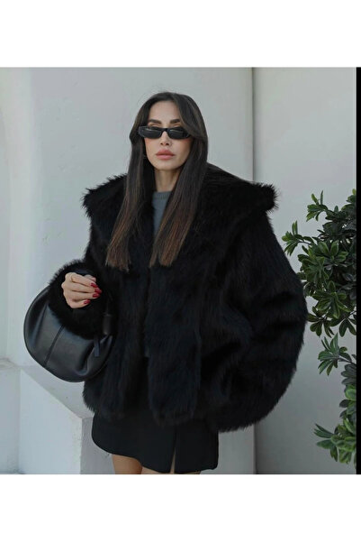 TİLLE سترة نسائية من الفرو الصناعي الفاخر مبطنة موديل Zr