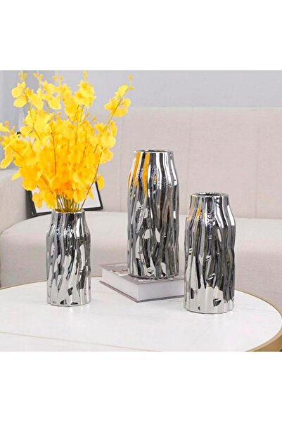 Global-Store Global Store Ceramic Vase H27.5 cm silver