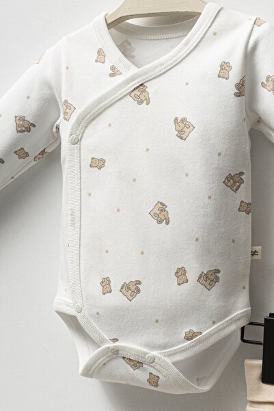 HENGAME Moi Noi Baby Boy 100% Cotton Rabbit Patterned 3-Piece Set, Bodysuit, Pants, Hat Set, Oeko-Tex Certified