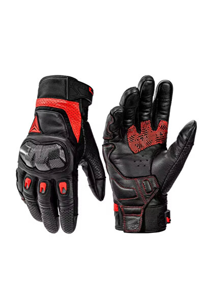 MOTOWOLF Перфорирани кожени мотоциклетни ръкавици - летни, червени