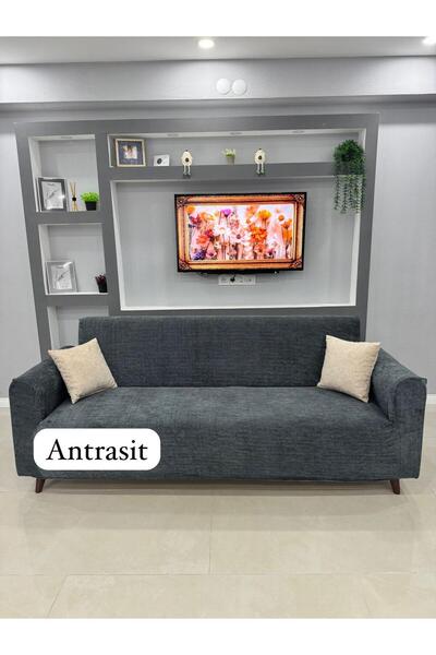 OSIO Velvet 3 3 1 1 Sofa Cover Set, Stretchable Soft Fabric with Elastic