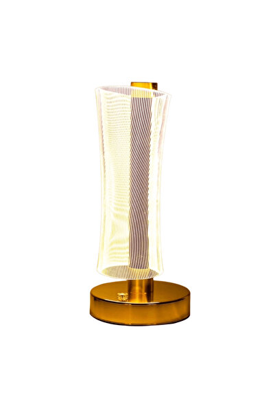 OferteTop Lampă Decorativă LED Cu Iluzie Optică 3D, Bază Aurie Și Control Pri...