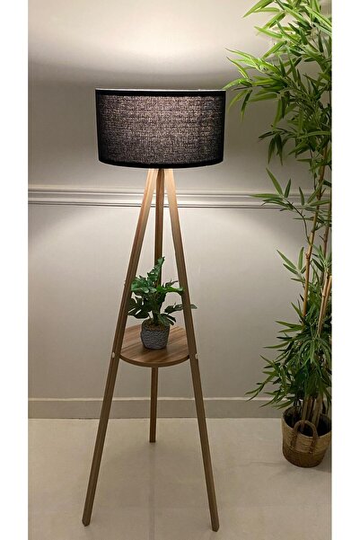Turkish Home Wooden floor lamp with shelf, modern design - 150 cm