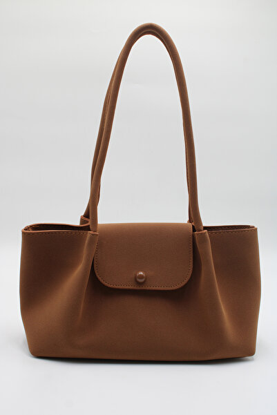 LASSO Women's Suede Nubuck Magnet Closure Hand, Arm and Shoulder Bag with Inner Compartment and Button Detail