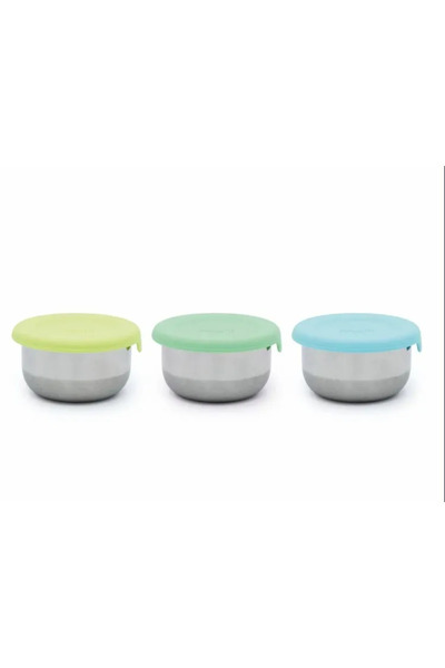 Melii 3 Mini Stainless Steel Containers Blue Mint Lime