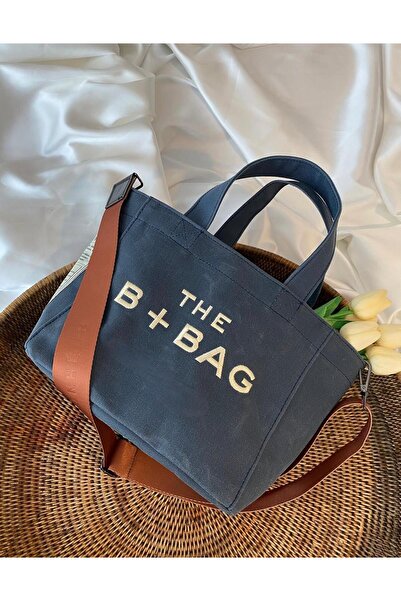 gül sezgin butik Women's Dark Blue Canvas Medium Size Trend Hand Shoulder Bag