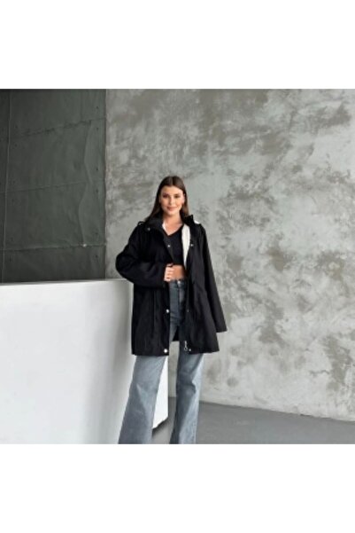 TuZeGiyim Hooded Double Pocket Zippered Inside Plush Fur Outside Bondit Fabri...