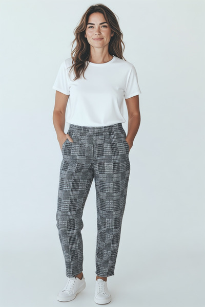 BİLGENS BUTİK Women's Winter Plaid Pattern Pants