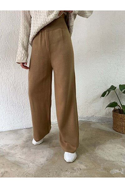 BELLA VESTA ATİELER بنطلون محبوك من خيوط فاخرة بلون كريمي إصدار محدود