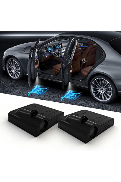 Hope أضواء شعار باب السيارة FLYEEGO (قطعتان) - حصان أزرق