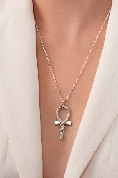 AİCHA JEWELLERY 925 Ayar Gümüş Zincirli “Ankh” Kolye – El Yapımı