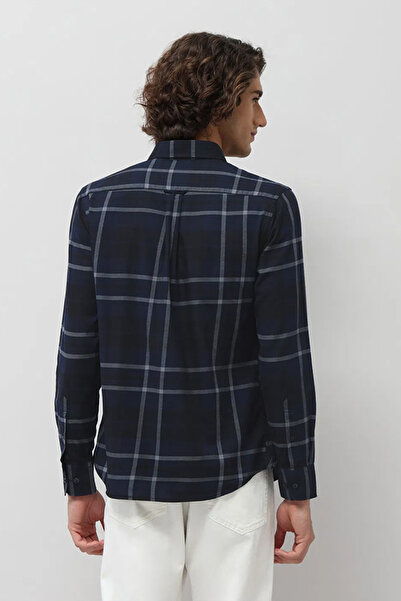 U.S. Polo Assn. Mens Dark Blue Plaid Checked Tailored Fit Shirt