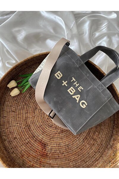 gül sezgin butik Women's Gray Canvas Hand Shoulder Bag