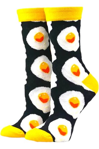 Generic Novelty Fried Egg Socks, Cotton Blend, Christmas Gift, Unisex UK 5-11 (Single Pair)