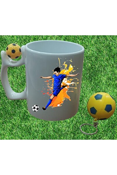 LADİJİTAL BASKI ÇÖZÜMLERİ Rotating Yellow Navy Blue Soccer Ball Trophy and So...