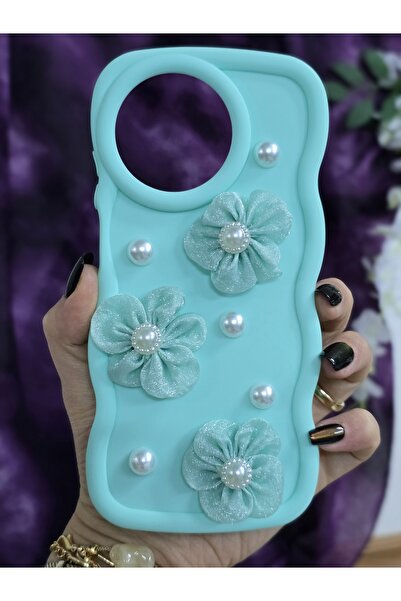 Magic Ring حافظة هاتف أنيقة متوافقة مع ريلمي 11 4G بلون أخضر مائي مع زهور من ...