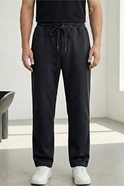 TheSeason Black Three Thread Sh Fleece-Lined Comfortable Cut Men's Trousers w...