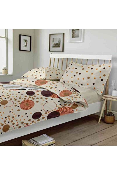 Dormisete DHome Renforce Bed Linen Set 240x260 + Duvet Cover 200x220 + 2 Pillowcases 50x70 - Beige Cotton